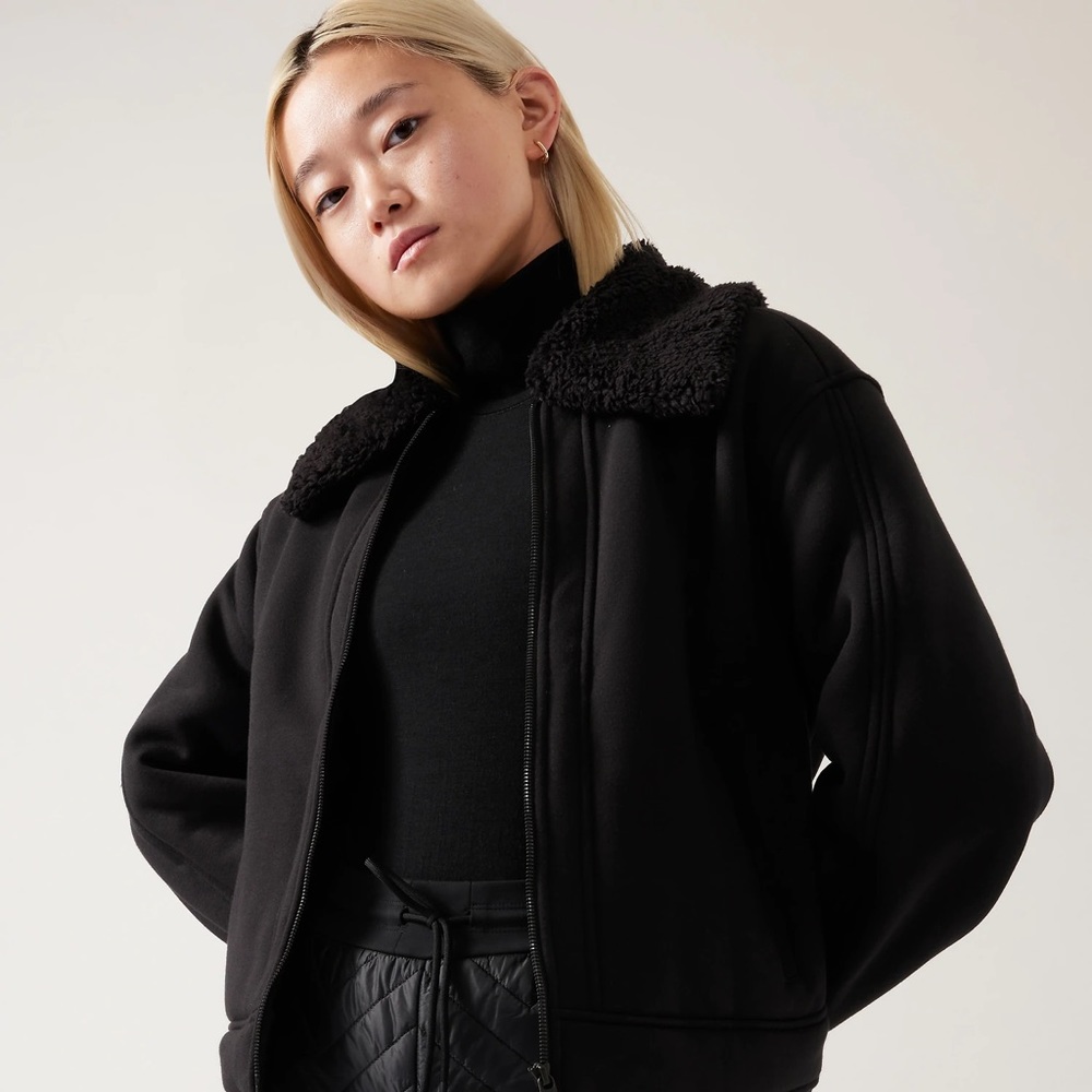 Women's Black Jacket with Faux Fur Collar
